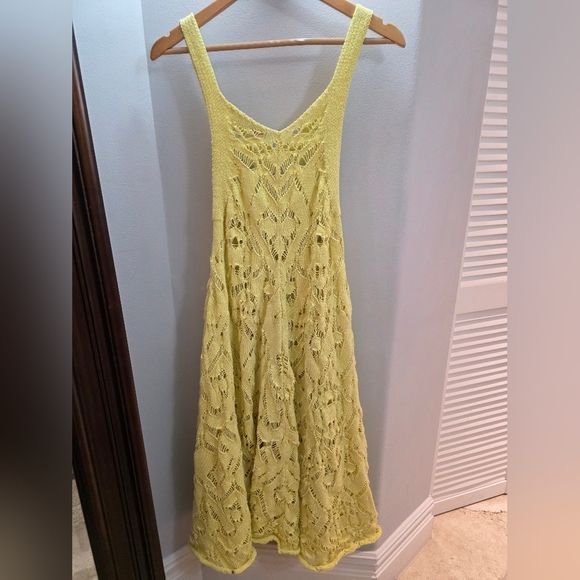 FP Beach Bianca Midi Yellow Crochet Beach Cover-Up Dress Medium Free People - Picture 5 of 9
